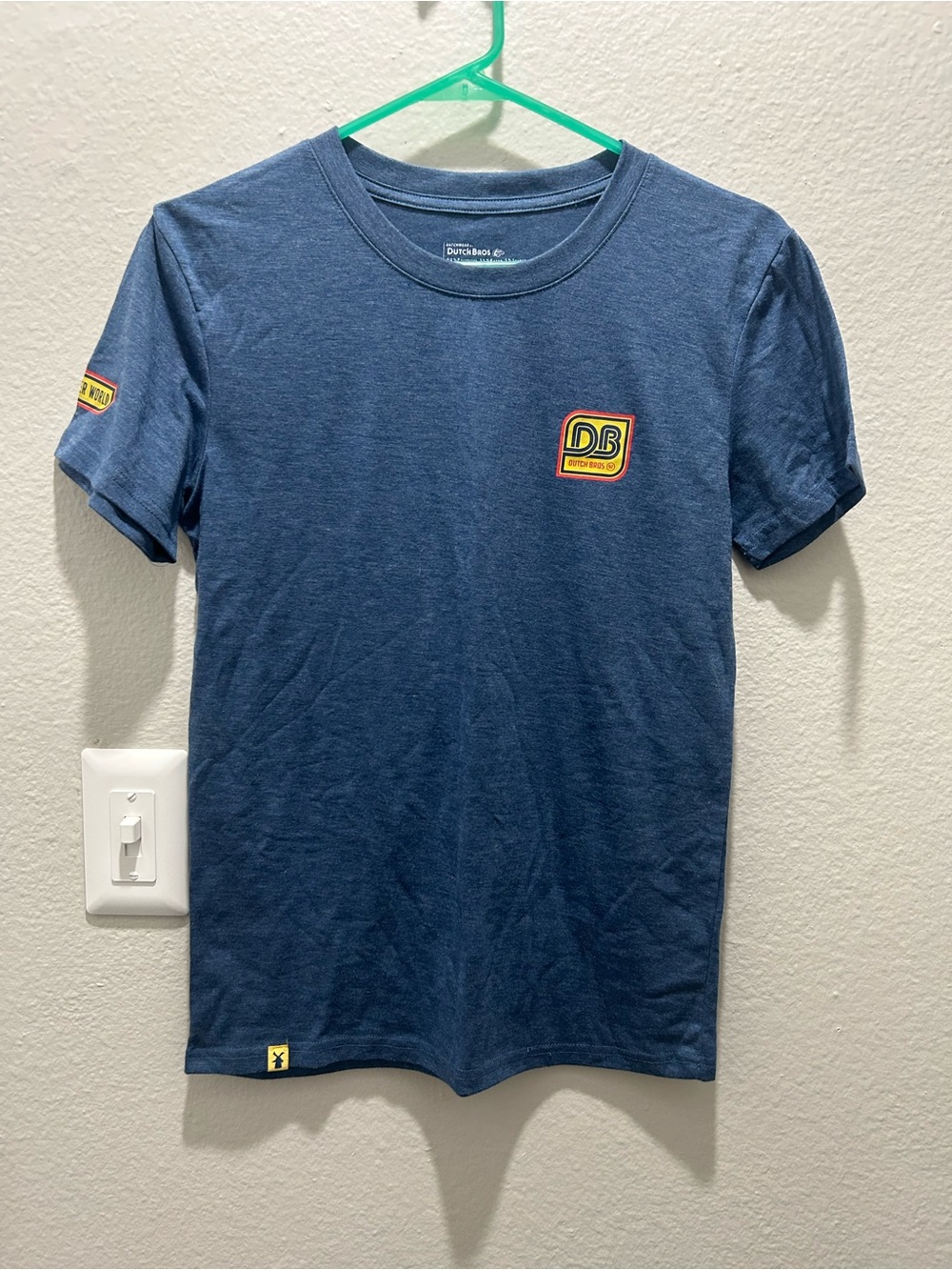 Dutch Bros Navy Short Sleeve Logo Tee with Yellow & Red Patch